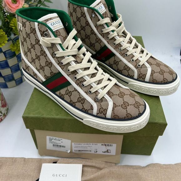 Men's Gucci 1977 tennis high top sneakers size 12 made in Italy - Picture 10 of 10